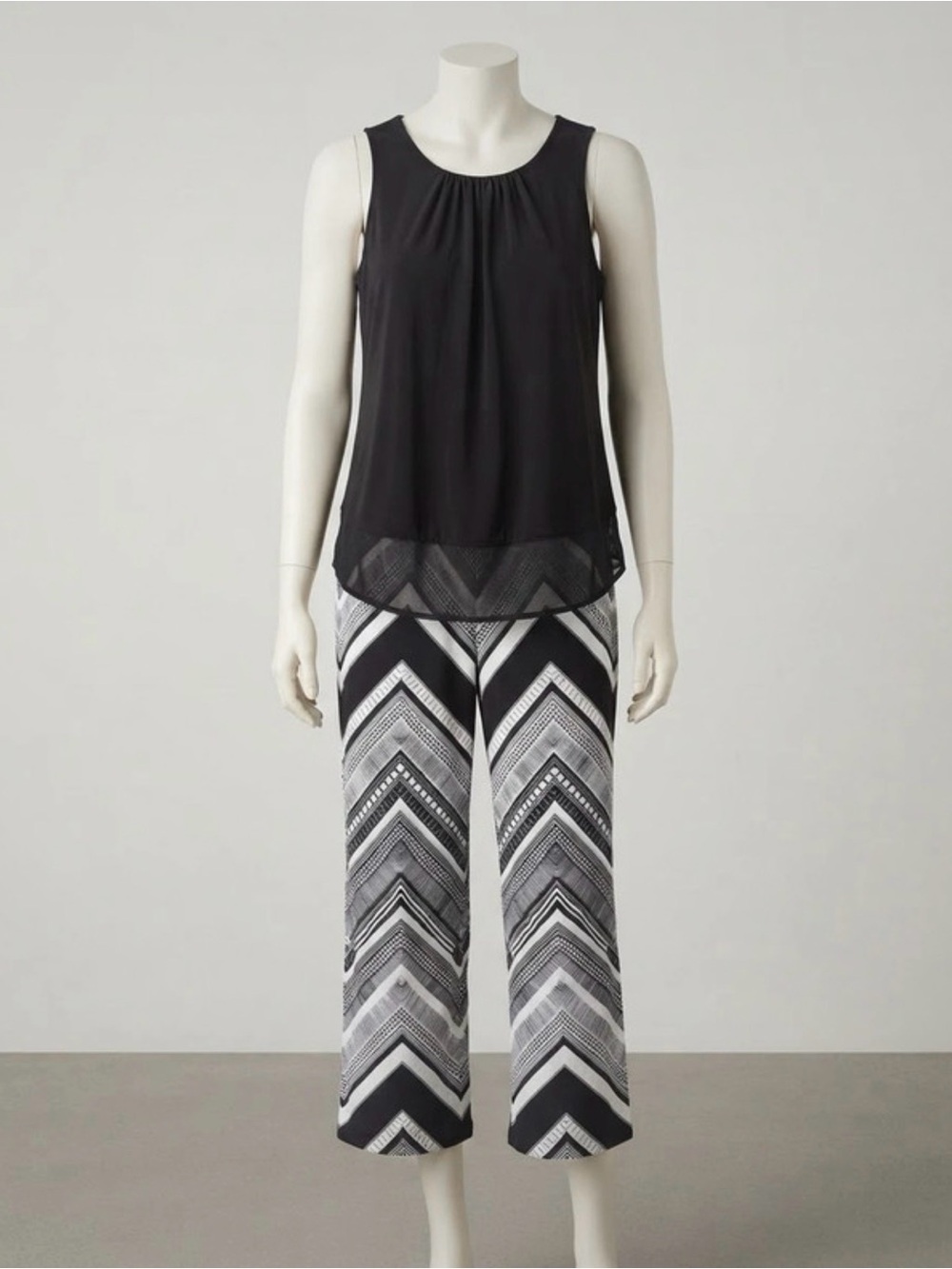 Cato Black & White Chevron Jumpsuit-Style Romper